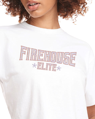 Firehouse Elite Rhinestone Text Cropped Tee