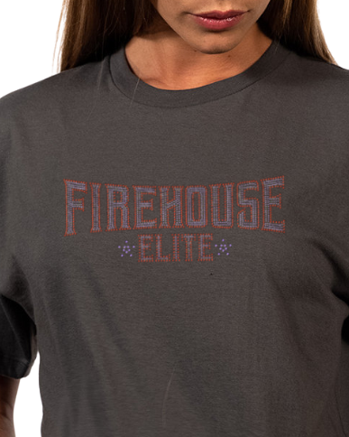 Firehouse Elite Rhinestone Text Cropped Tee