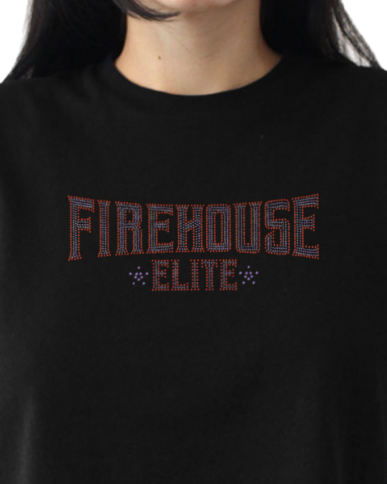 Firehouse Elite Rhinestone Text Cropped Tee