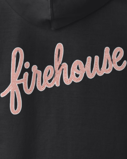 Firehouse Red Script Rhinestone Zip-Up Hoodie
