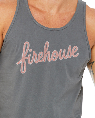 Firehouse Red Script Rhinestone Tank Top