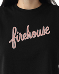 Firehouse Red Script Rhinestone Cropped Tee