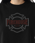 Firehouse Elite Badge Rhinestone Logo Cropped Tee