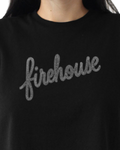 Firehouse Silver Script Rhinestone Cropped Tee